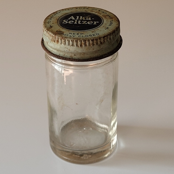 Vintage Small Clear Glass Alka Seltzer Jar with Metal Screw On Cap - Picture 11 of 16